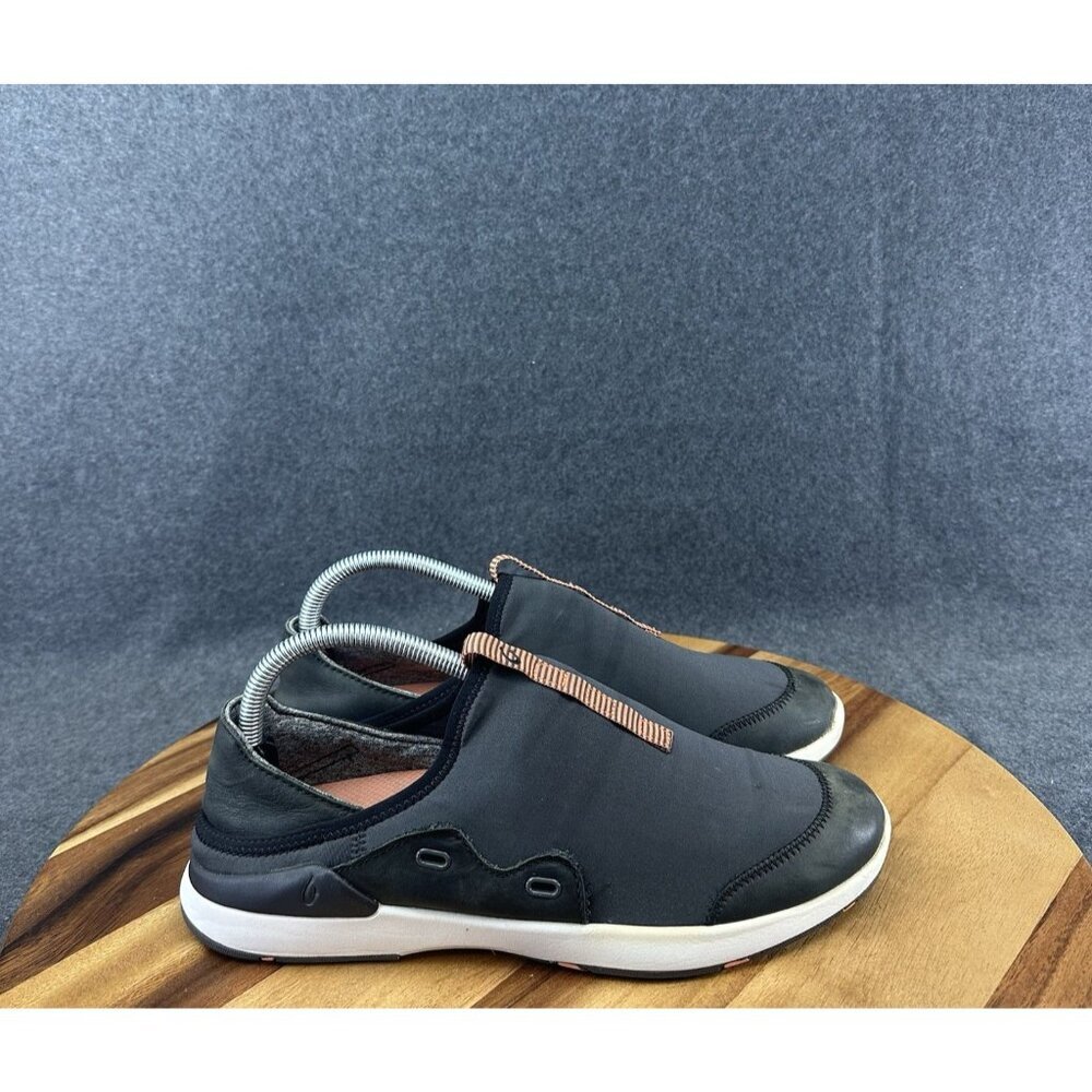 Olukai Mikili Black Orange Slip On Casual Comfort Shoes Womens US 9.5